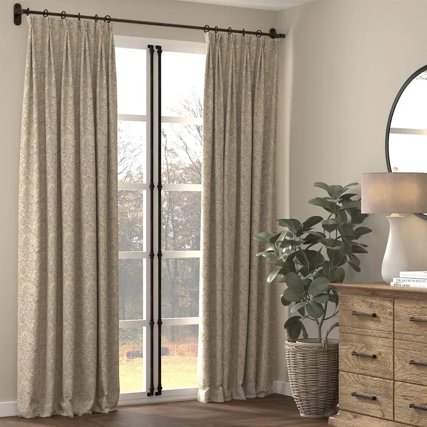 Grove Fern Green Floral Woven Patterns Drapery and Upholstery Fabric by the Yard — Fabric as drapery