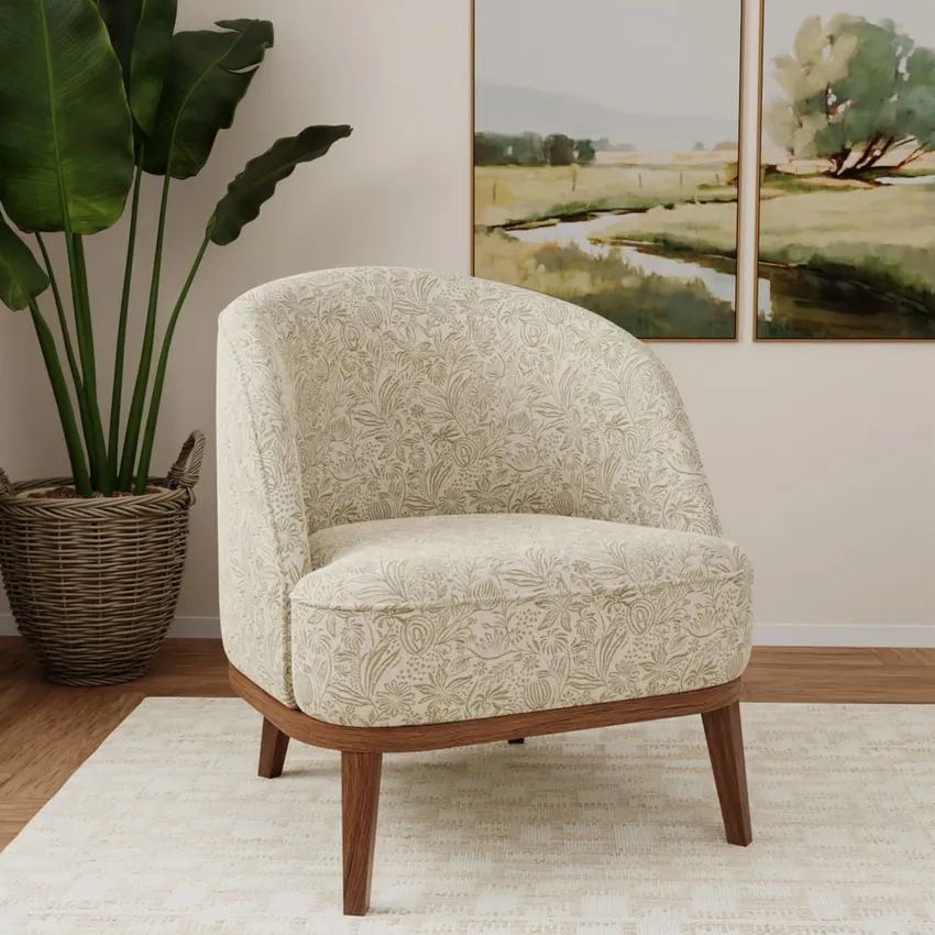 Grove Fern Green Floral Woven Patterns Drapery and Upholstery Fabric by the Yard — Fabric on furniture