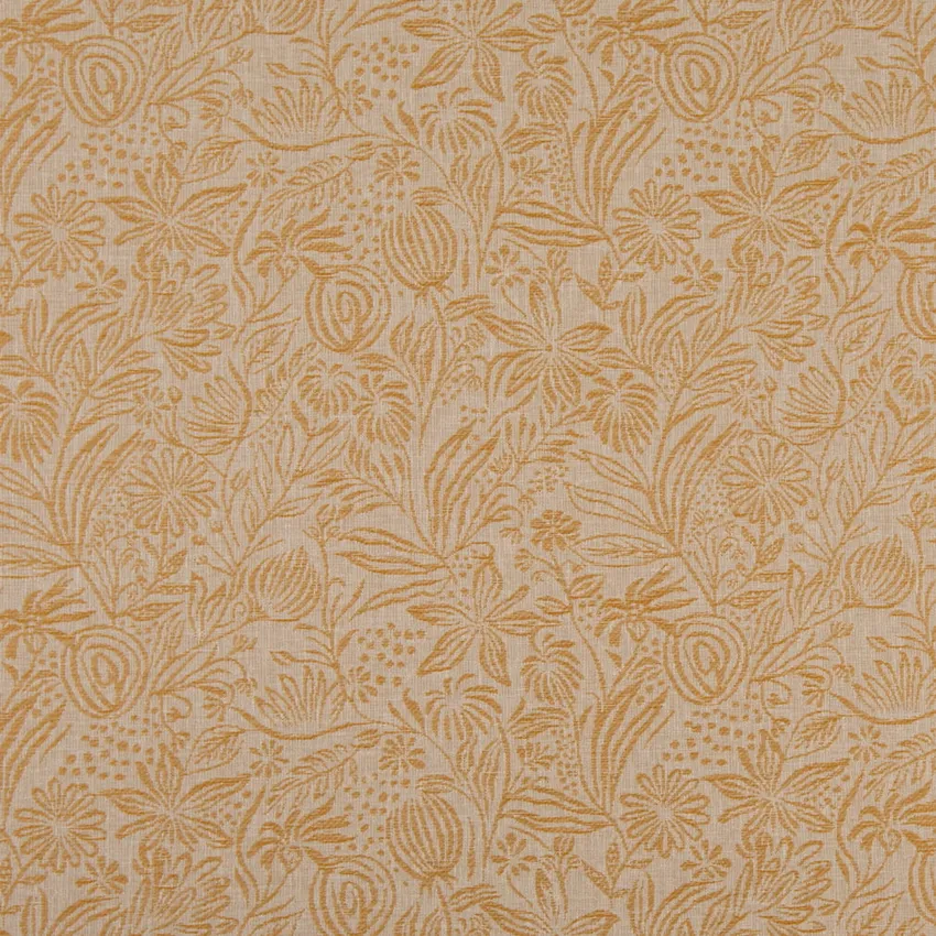 Grove Amber Gold & Yellow Floral Woven Patterns Drapery and Upholstery Fabric by the Yard