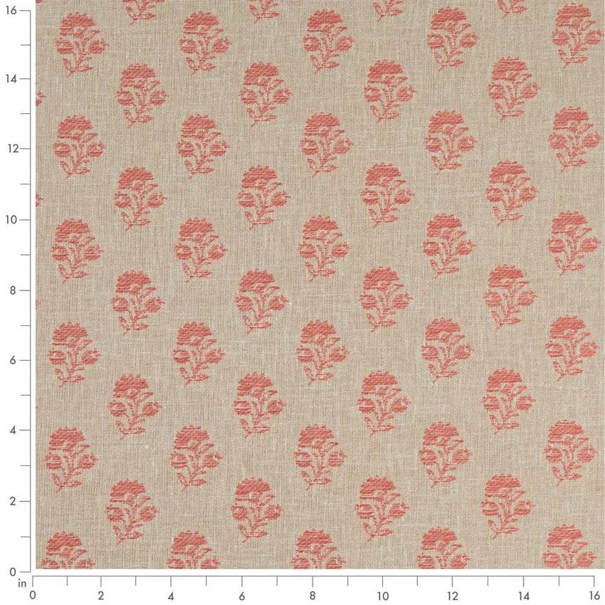 Posy Petal Pink Floral Woven Patterns Drapery and Upholstery Fabric by the Yard — Scale in inches