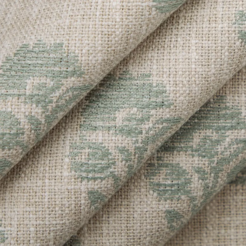 Posy Breeze Aqua & Teal Floral Woven Patterns Drapery and Upholstery Fabric by the Yard — Upholstery and Drapery Fabric