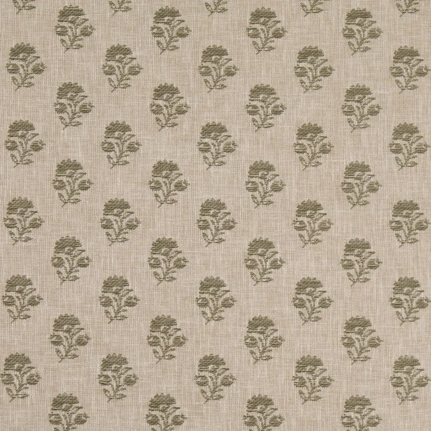 Posy Fern Green Floral Woven Patterns Drapery and Upholstery Fabric by the Yard