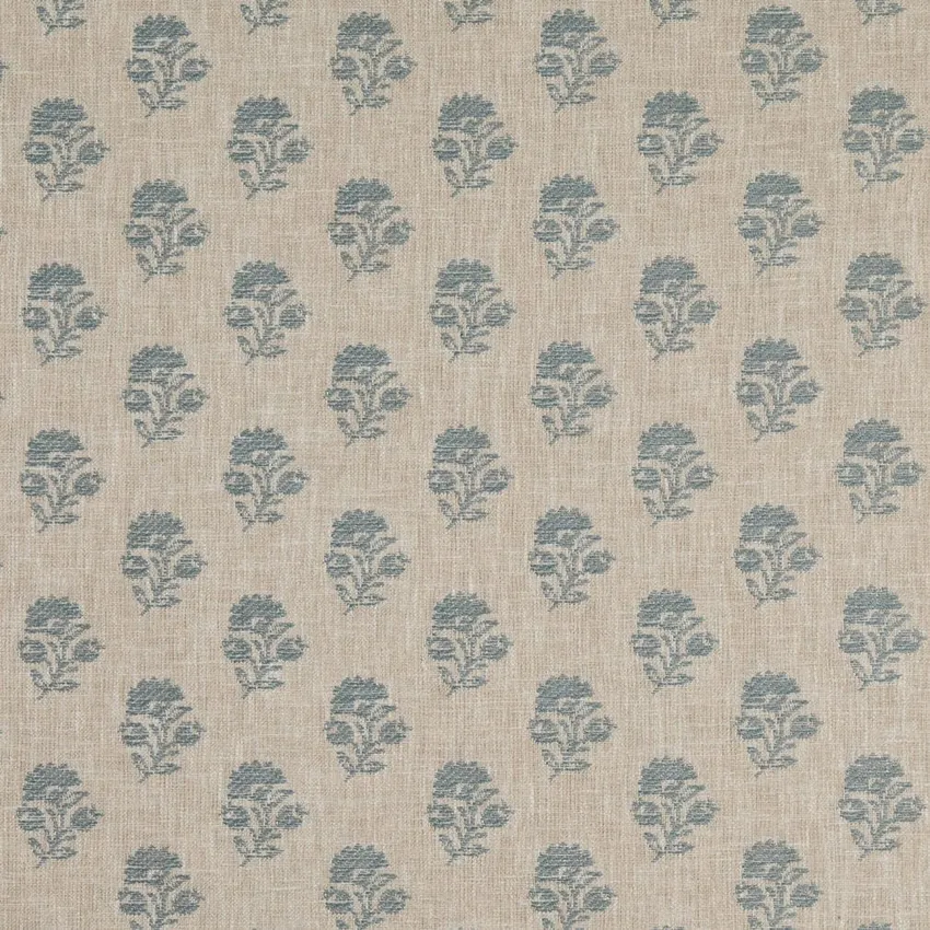 Posy Sky Blue Floral Woven Patterns Drapery and Upholstery Fabric by the Yard