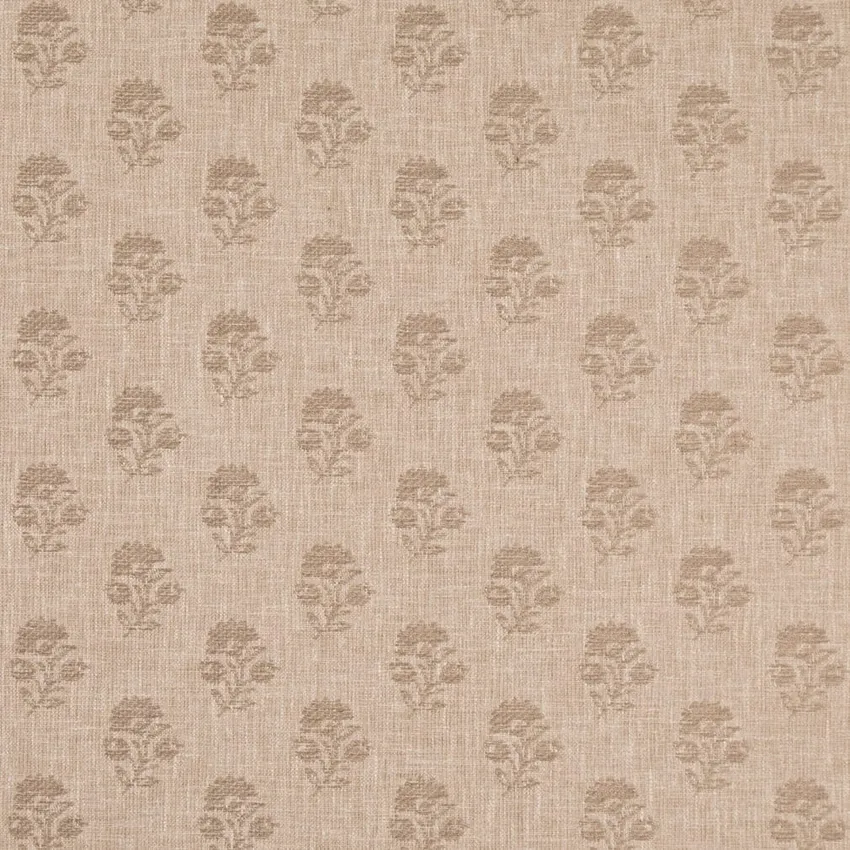Posy Fawn Beige & Taupe Floral Woven Patterns Drapery and Upholstery Fabric by the Yard