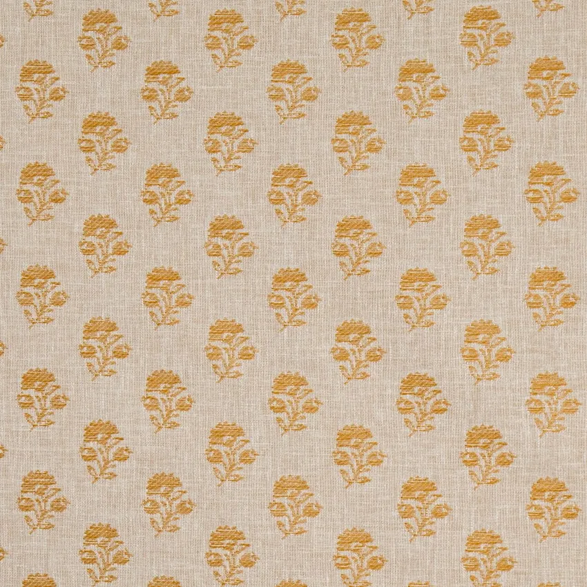 Posy Amber Gold & Yellow Floral Woven Patterns Drapery and Upholstery Fabric by the Yard
