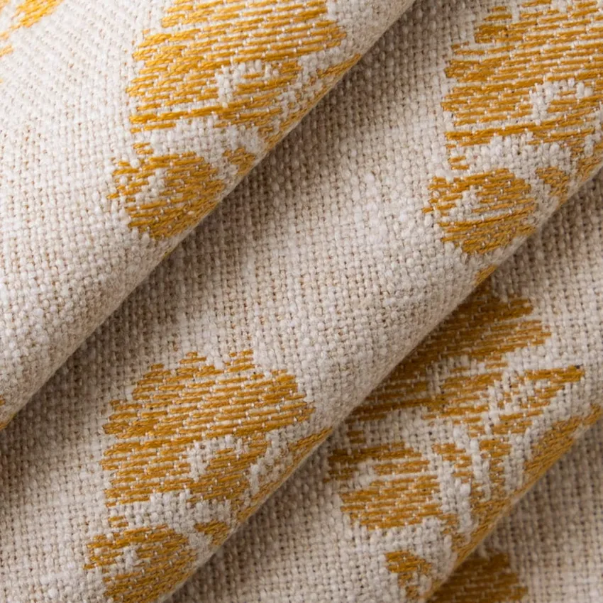 Posy Amber Gold & Yellow Floral Woven Patterns Drapery and Upholstery Fabric by the Yard — Upholstery and Drapery Fabric