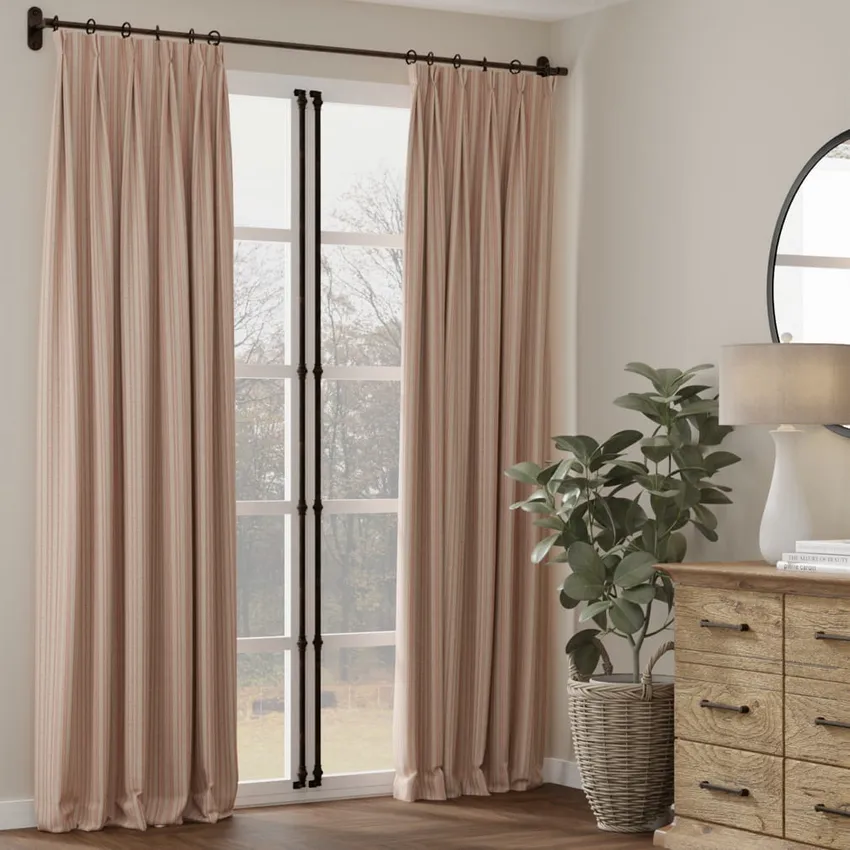 Hearth Petal Pink Stripe Woven Patterns Drapery and Upholstery Fabric by the Yard — Fabric as drapery