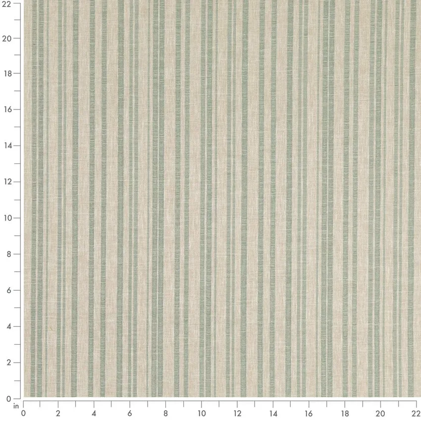 Hearth Breeze Aqua & Teal Stripe Woven Patterns Drapery and Upholstery Fabric by the Yard — Scale in inches
