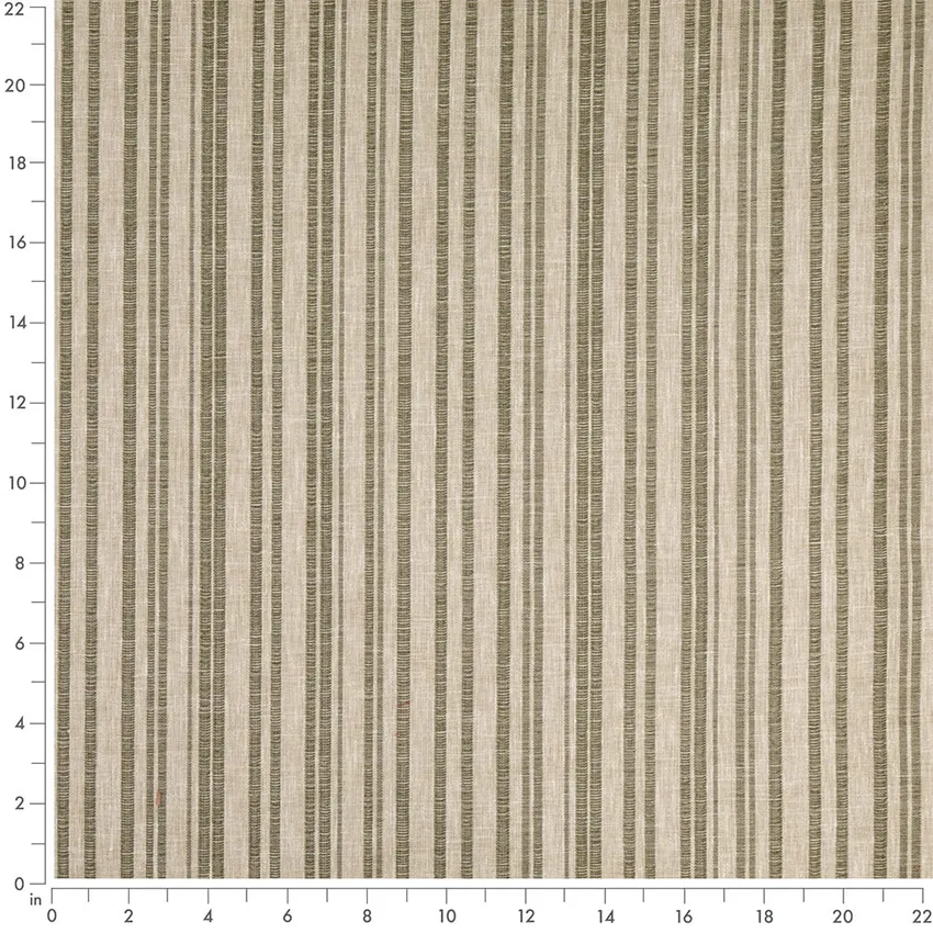 Hearth Fern Green Stripe Woven Patterns Drapery and Upholstery Fabric by the Yard — Scale in inches