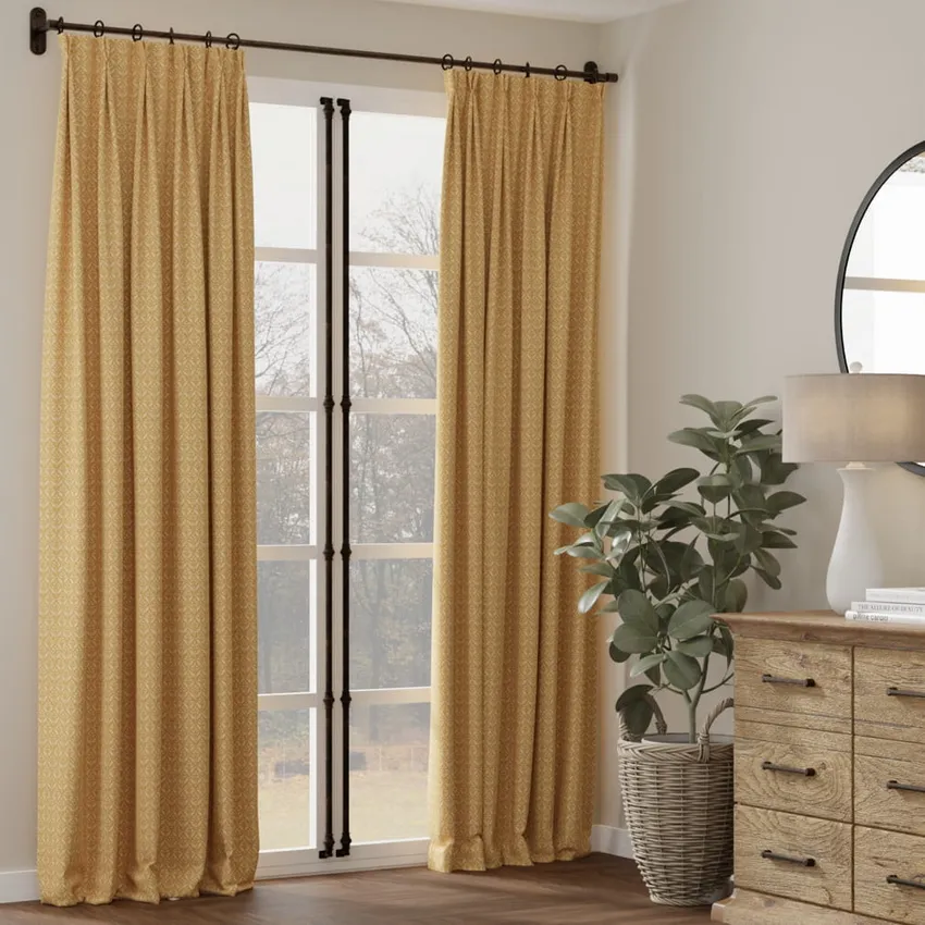 Ditsy Amber Gold & Yellow Abstract & Geometric Woven Patterns Drapery and Upholstery Fabric by the Yard — Fabric as drapery