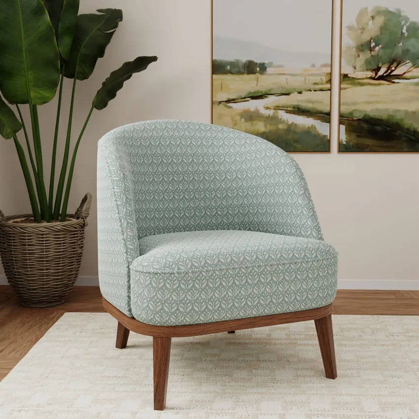 Ditsy Breeze Aqua & Teal Abstract & Geometric Woven Patterns Drapery and Upholstery Fabric by the Yard — Fabric on furniture