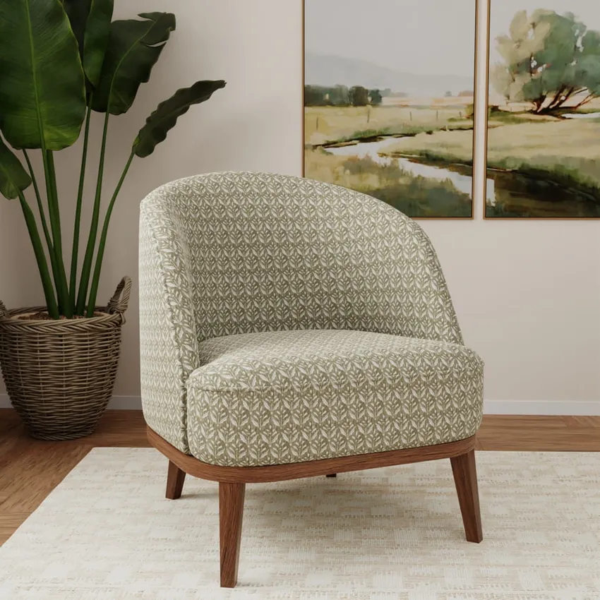 Ditsy Fern Green Abstract & Geometric Woven Patterns Drapery and Upholstery Fabric by the Yard — Fabric on furniture