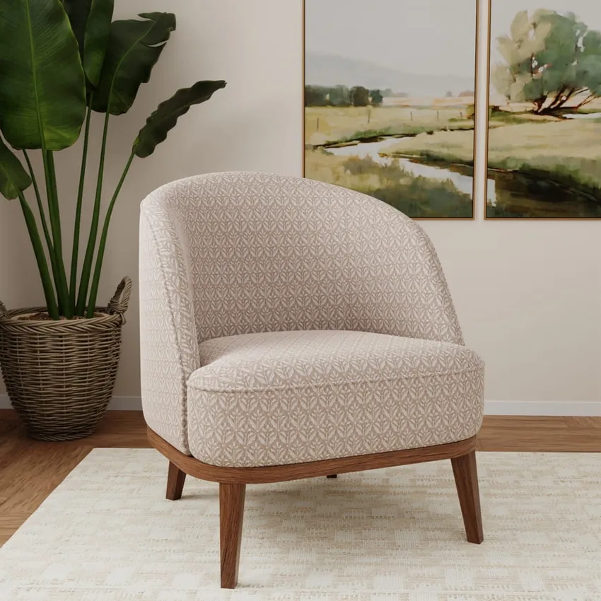 Ditsy Fawn Beige & Taupe Abstract & Geometric Woven Patterns Drapery and Upholstery Fabric by the Yard — Fabric on furniture
