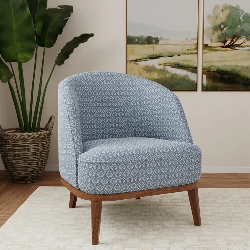 Ditsy Sky Blue Abstract & Geometric Woven Patterns Drapery and Upholstery Fabric by the Yard — Fabric on furniture