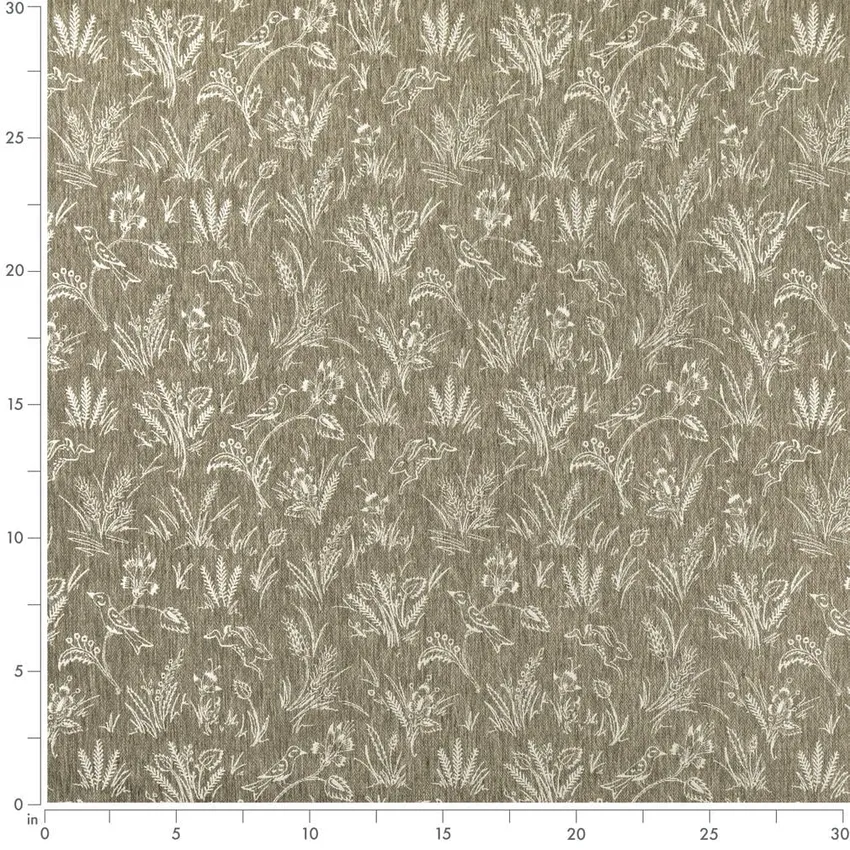 Briar Fern Green Floral Woven Patterns Drapery and Upholstery Fabric by the Yard — Scale in inches