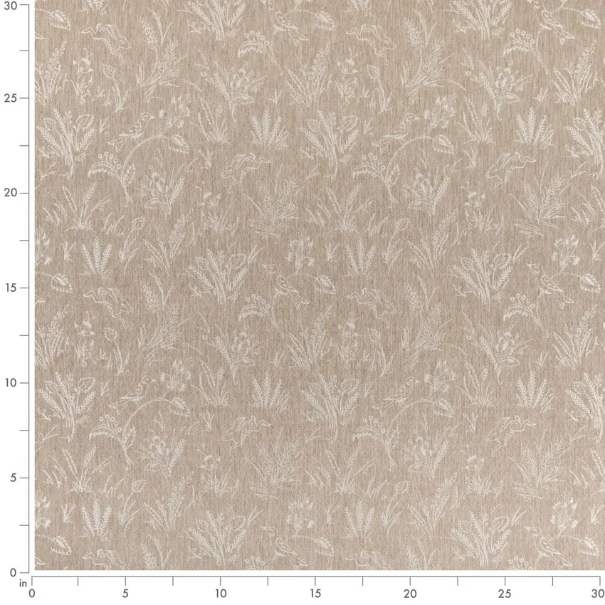 Briar Fawn Beige & Taupe Floral Woven Patterns Drapery and Upholstery Fabric by the Yard — Scale in inches