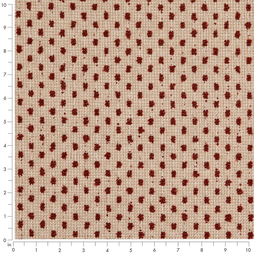 Carmine Red & Burgundy Abstract & Geometric Woven Patterns Upholstery Fabric by the Yard — Scale in inches
