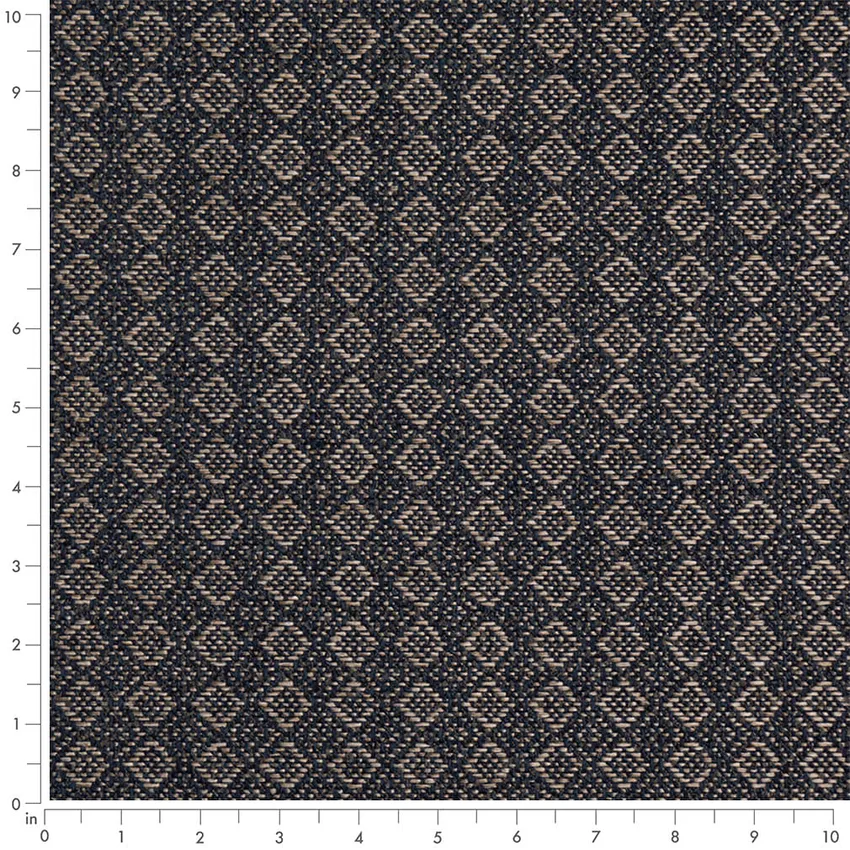 Navy Blue Abstract & Geometric Woven Patterns Upholstery Fabric by the Yard — Scale in inches