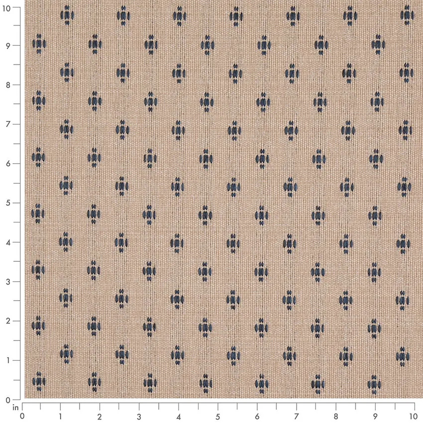 Adriatic Blue Abstract & Geometric Woven Patterns Upholstery Fabric by the Yard — Scale in inches