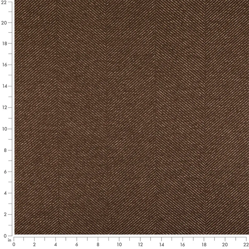 Mahogany Brown Herringbone & Chevron Woven Patterns Upholstery Fabric by the Yard — Scale in inches