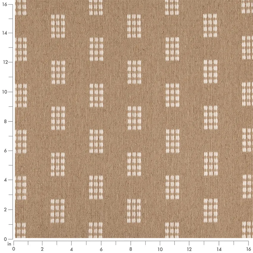 Linen Beige & Taupe Abstract & Geometric Woven Patterns Upholstery Fabric by the Yard — Scale in inches