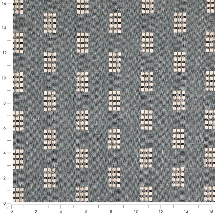 Atlantic Blue Abstract & Geometric Woven Patterns Upholstery Fabric by the Yard — Scale in inches