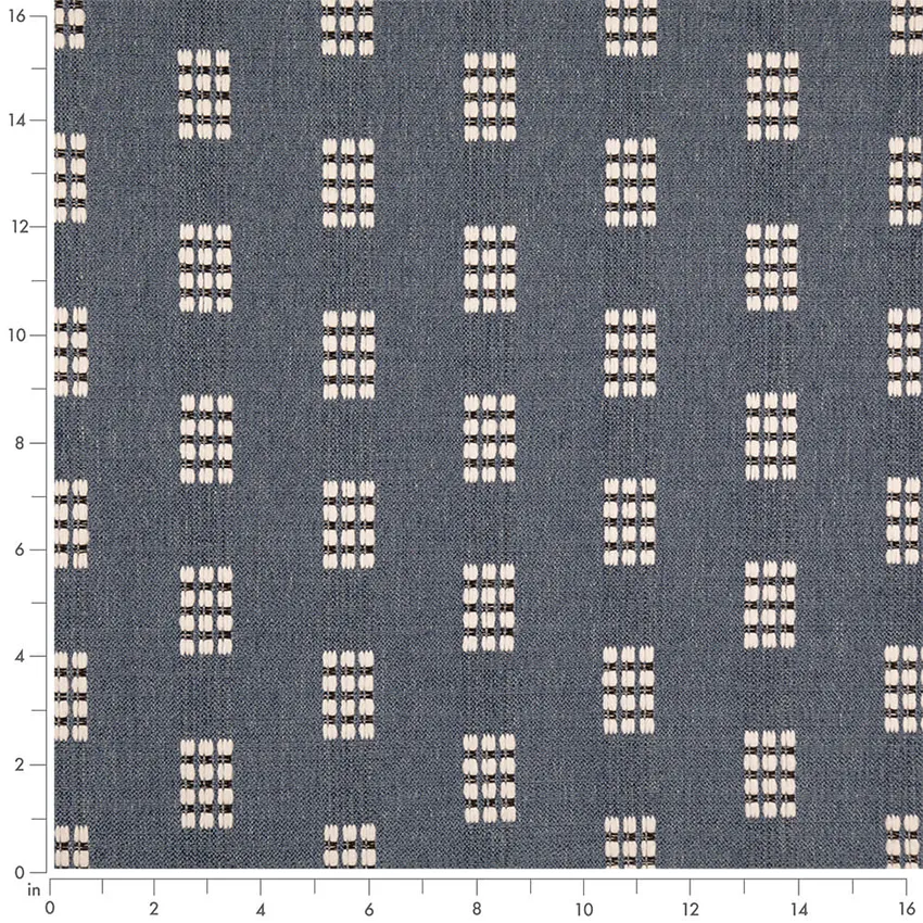 Wedgewood Blue Abstract & Geometric Woven Patterns Upholstery Fabric by the Yard — Scale in inches