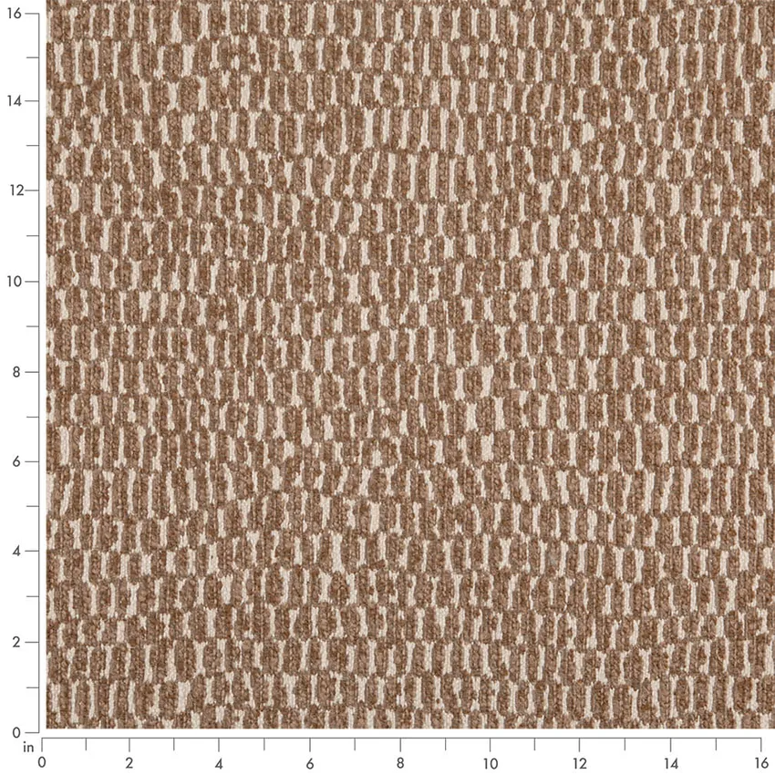 Camel Brown Abstract & Geometric Woven Patterns Upholstery Fabric by the Yard — Scale in inches