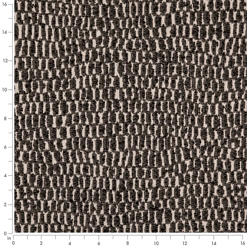 Soot Black Abstract & Geometric Woven Patterns Upholstery Fabric by the Yard — Scale in inches