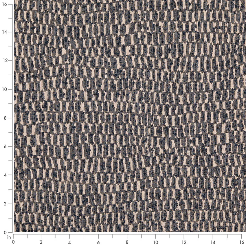 Marine Blue Abstract & Geometric Woven Patterns Upholstery Fabric by the Yard — Scale in inches