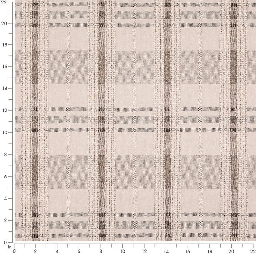 Beige & Taupe Plaid Woven Patterns Upholstery Fabric by the Yard — Scale in inches
