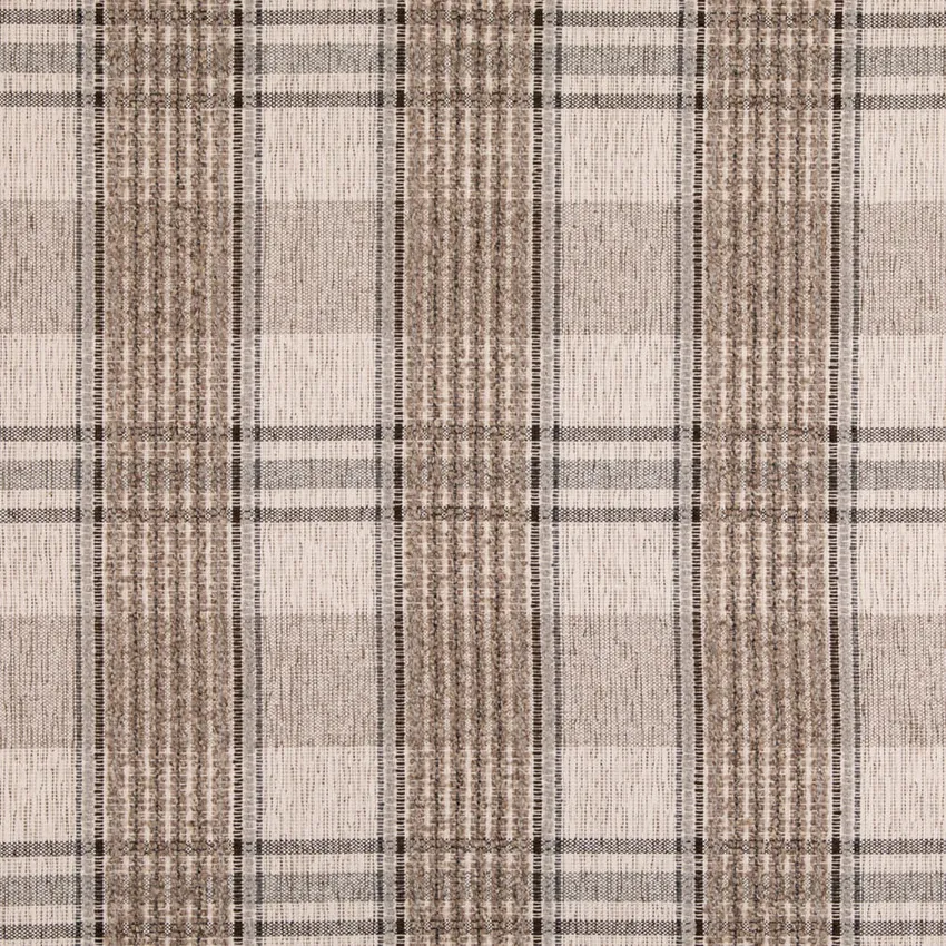 Shitake Beige & Taupe and Grey & Silver Plaid Woven Patterns Upholstery Fabric by the Yard