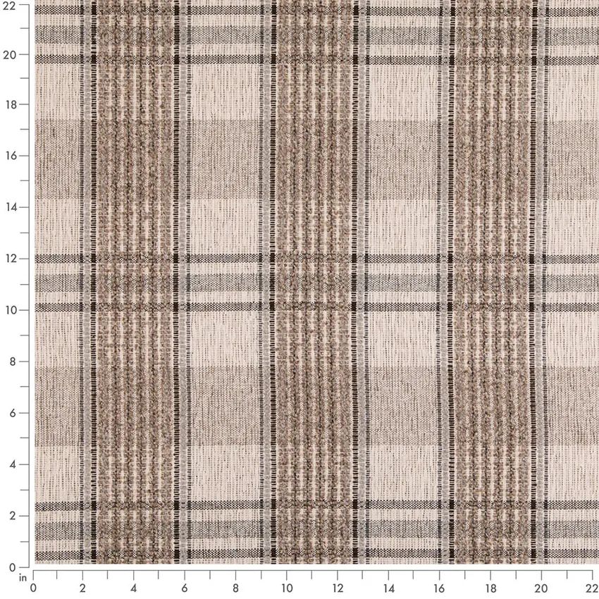 Shitake Beige & Taupe and Grey & Silver Plaid Woven Patterns Upholstery Fabric by the Yard — Scale in inches