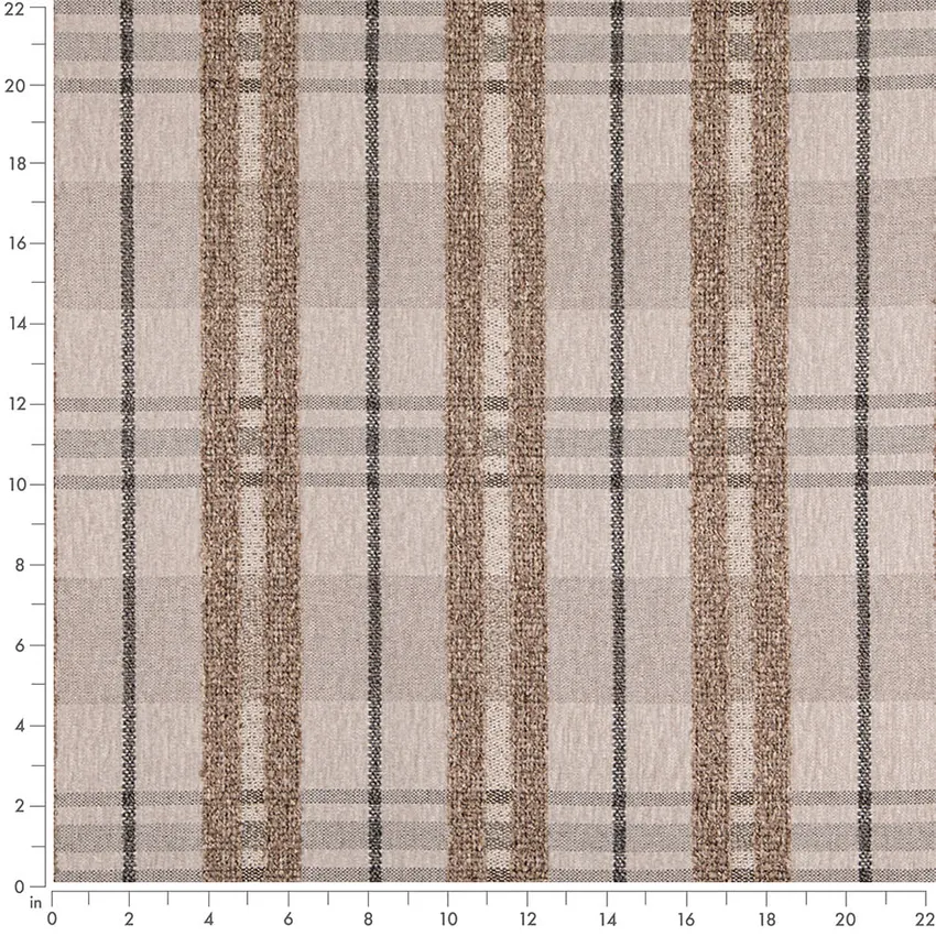 Pumice Grey & Silver Plaid Woven Patterns Upholstery Fabric by the Yard — Scale in inches