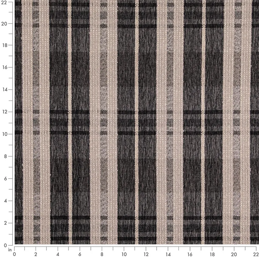 Shadow Black Plaid Woven Patterns Upholstery Fabric by the Yard — Scale in inches