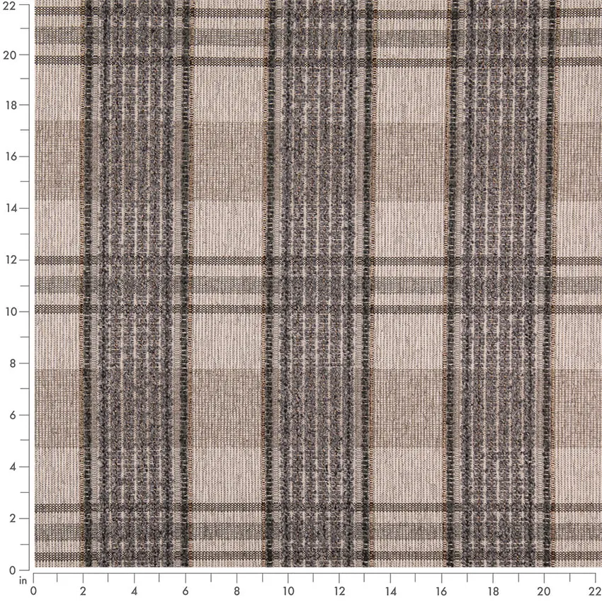 Pewter Grey & Silver Plaid Woven Patterns Upholstery Fabric by the Yard — Scale in inches