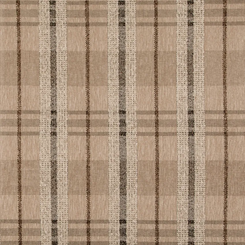 Latte Beige & Taupe Plaid Woven Patterns Upholstery Fabric by the Yard
