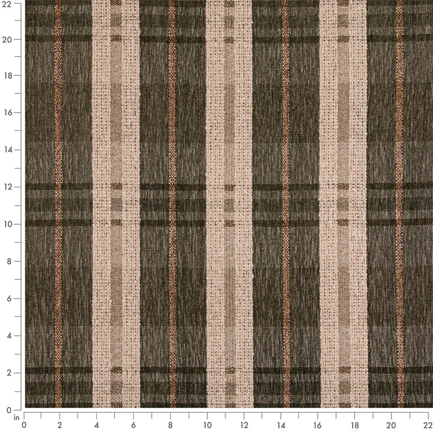 Woodland Green Plaid Woven Patterns Upholstery Fabric by the Yard — Scale in inches