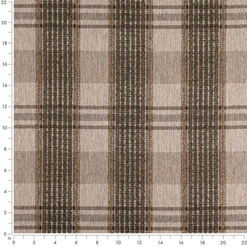 Herbal Green Plaid Woven Patterns Upholstery Fabric by the Yard — Scale in inches