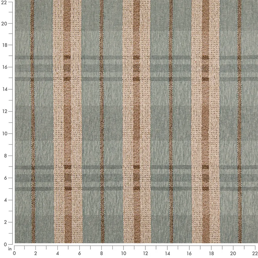 Spa Aqua & Teal Plaid Woven Patterns Upholstery Fabric by the Yard — Scale in inches