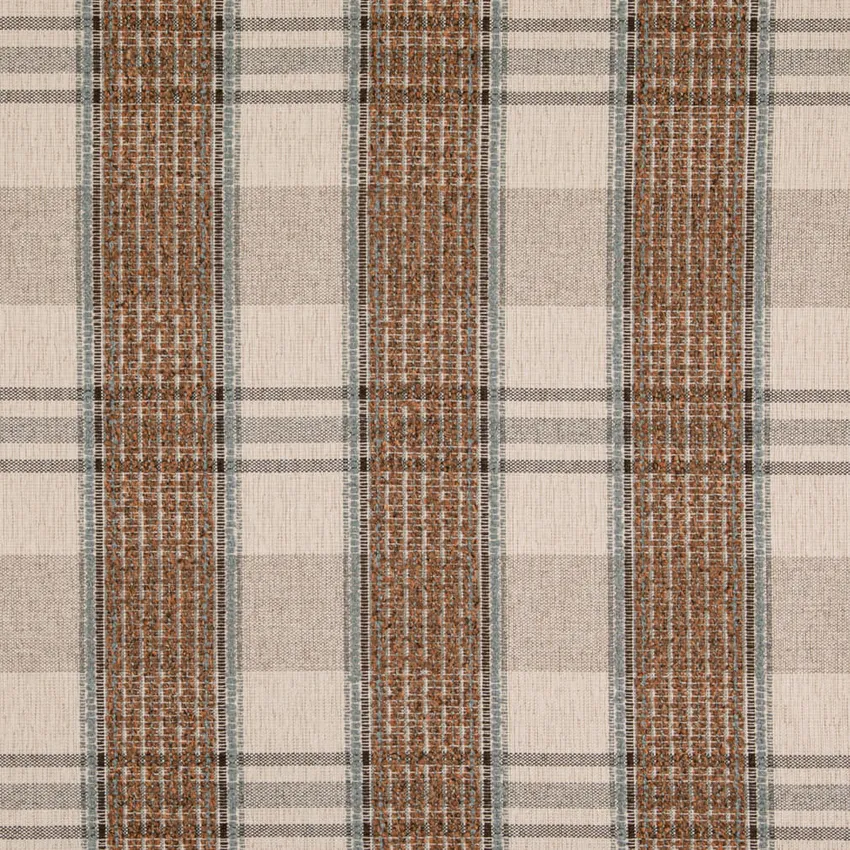 Mineral Aqua & Teal and Brown Plaid Woven Patterns Upholstery Fabric by the Yard