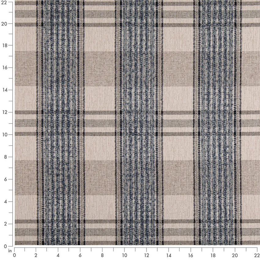 Tide Blue Plaid Woven Patterns Upholstery Fabric by the Yard — Scale in inches