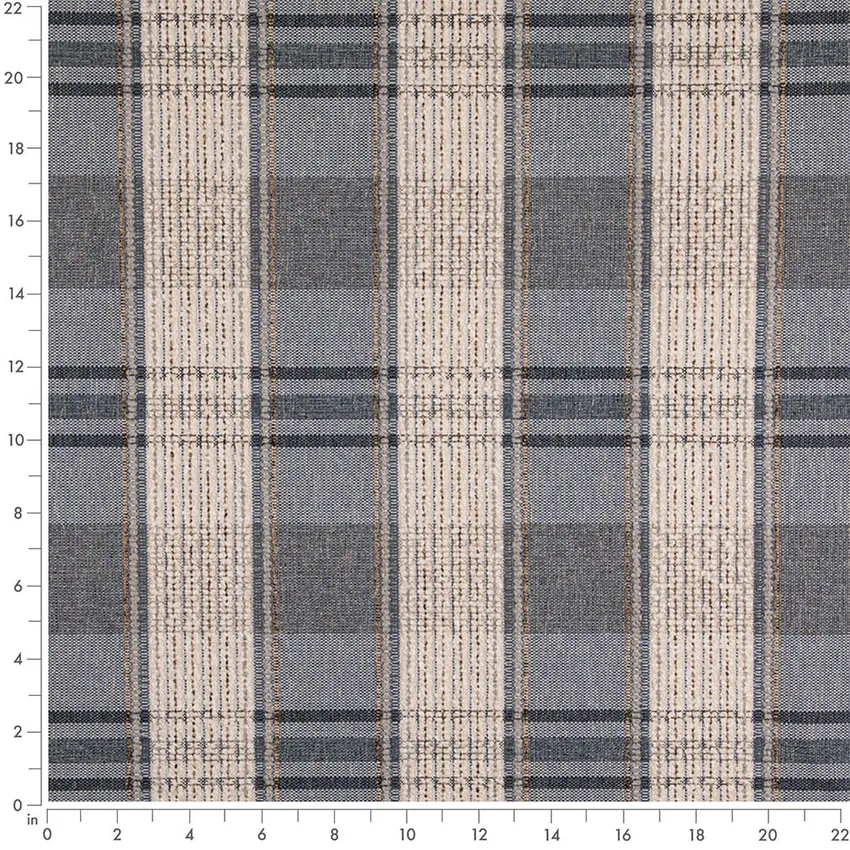 Horizon Blue Plaid Woven Patterns Upholstery Fabric by the Yard — Scale in inches