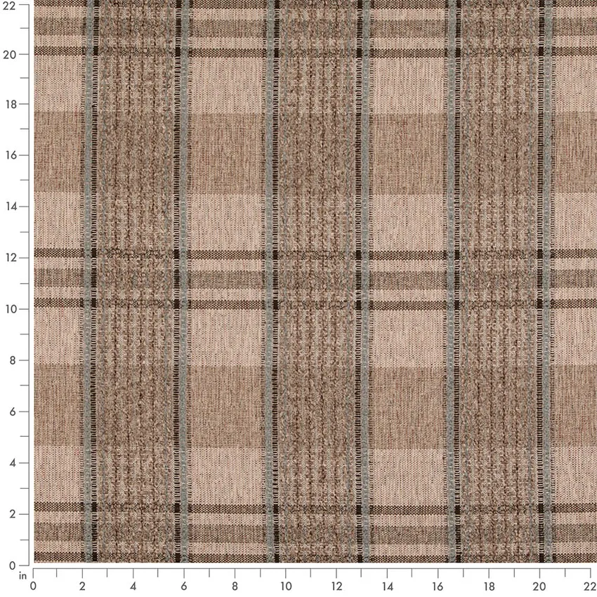 Sky Blue Plaid Woven Patterns Upholstery Fabric by the Yard — Scale in inches