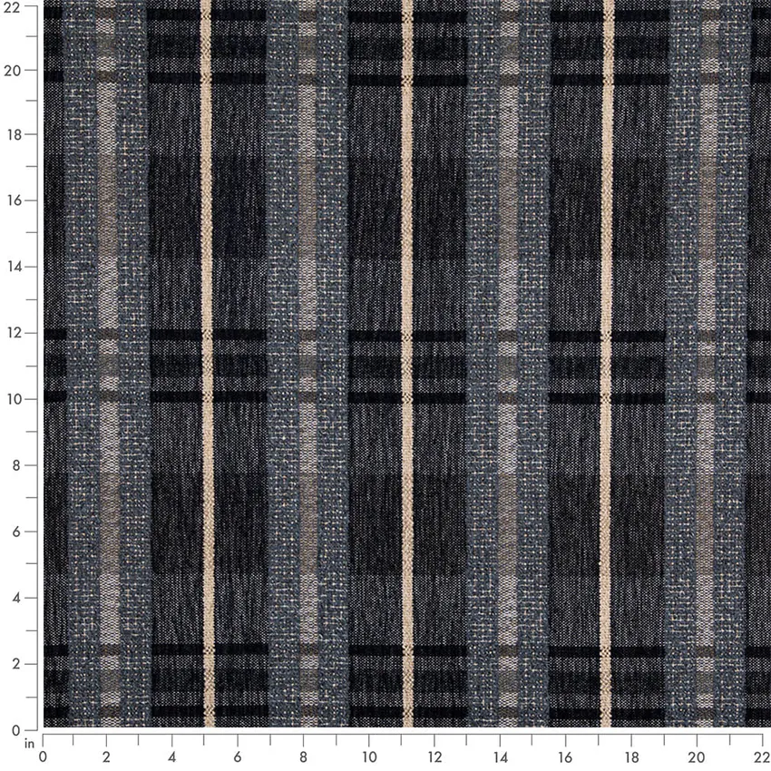 Cadet Blue Plaid Woven Patterns Upholstery Fabric by the Yard — Scale in inches