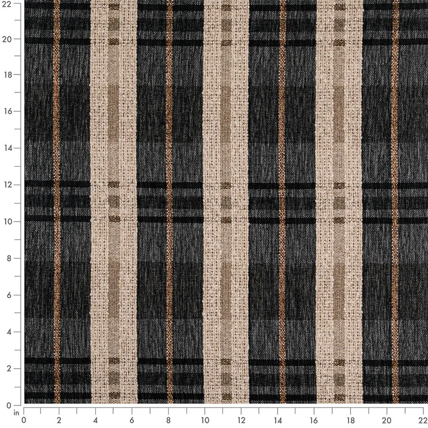 Ink Blue Plaid Woven Patterns Upholstery Fabric by the Yard — Scale in inches