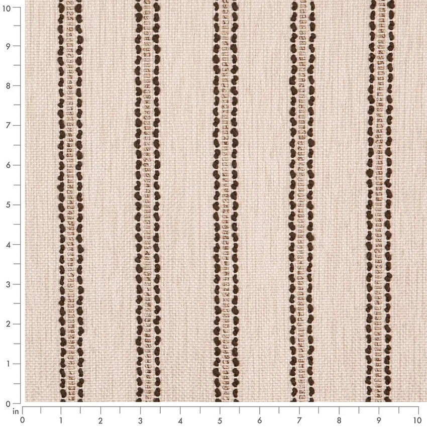 Umber Brown Stripe Woven Patterns Upholstery Fabric by the Yard — Scale in inches