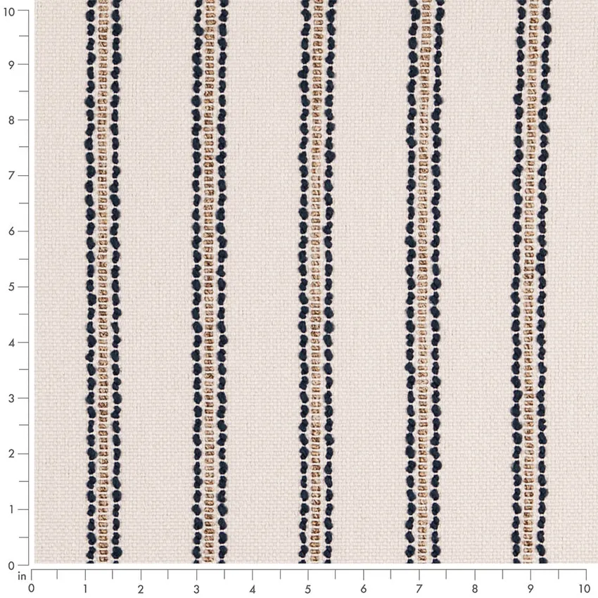 Navy Blue Stripe Woven Patterns Upholstery Fabric by the Yard — Scale in inches