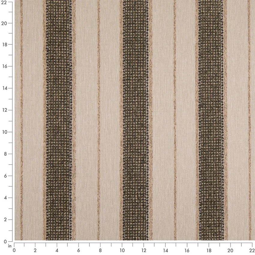 Bay Leaf Green Stripe Woven Patterns Upholstery Fabric by the Yard — Scale in inches