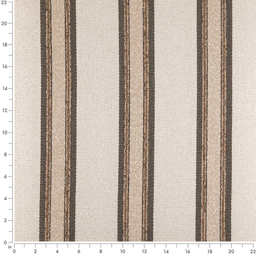 Putty Beige & Taupe Stripe Woven Patterns Upholstery Fabric by the Yard — Scale in inches